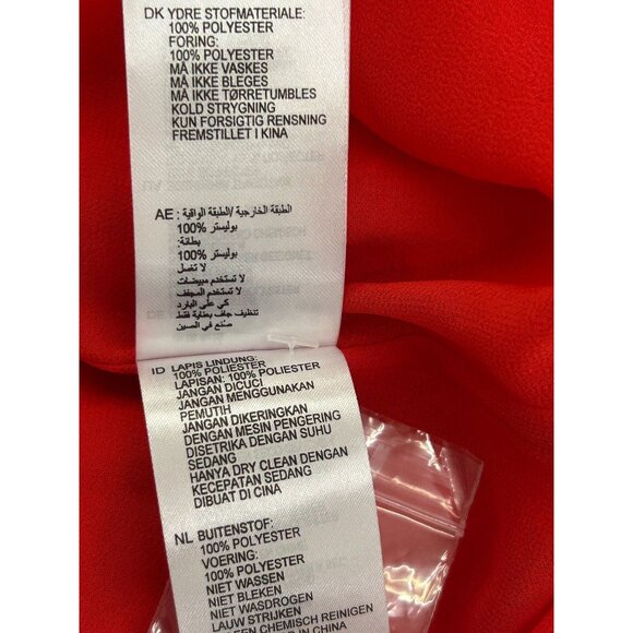 REISS Cecilia Frill-Detail Asymmetric Hem Dress Red 4 Cap Sleeves & Back Zipper - Picture 16 of 16